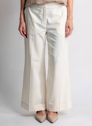 Pantalon larg țesătură poplin mărime normală bej B.YOUNG femeie