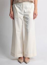 Pantalon larg țesătură poplin mărime normală bej B.YOUNG femeie
