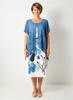Rochie midi imprimeu floral mâneci scurte albastru GUY DUBOUIS femeie