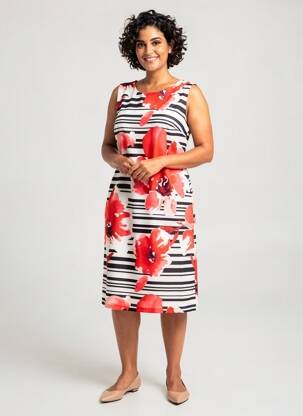 Rochie midi imprimeu floral fără mâneci portocalie FRANCE RIVOIRE femeie