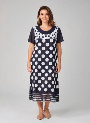 Rochie midi țesătură crep mâneci scurte albastru GUY DUBOUIS femeie