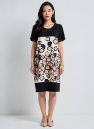 Rochie midi mâneci scurte mâneci scurte negru GUY DUBOUIS femeie