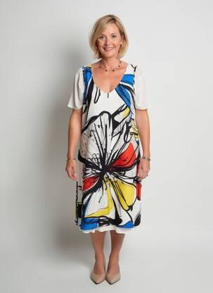 Rochie midi imprimeu floral mâneci scurte alb MERI & ESCA femeie