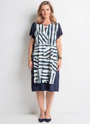 Rochie midi croială fluidă mâneci scurte albastru FRANCE RIVOIRE femeie