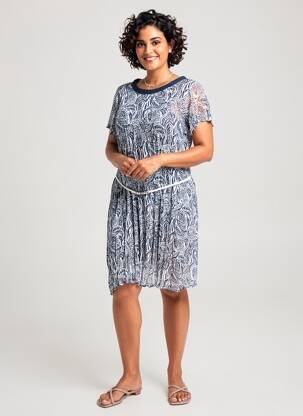 Rochie midi croială fluidă mâneci scurte albastru GUY DUBOUIS femeie