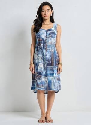 Rochie midi fără mâneci fără mâneci albastru GUY DUBOUIS femeie