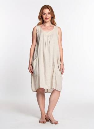 Rochie midi fără mâneci fără mâneci bej COULEURS DU TEMPS femeie