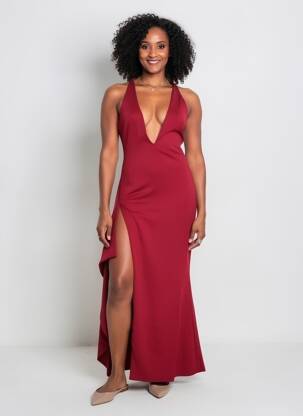 Rochie lungă fără mâneci fără mâneci roșu BABYBOO femeie