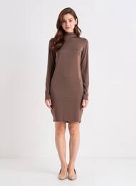 Rochie midi mâneci lungi mâneci lungi maro SANS MARQUE femeie