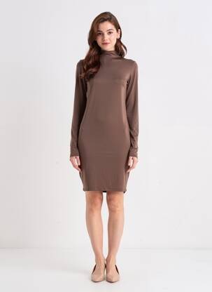Rochie midi mâneci lungi mâneci lungi maro SANS MARQUE femeie