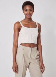 Top elasticitate bretele subțiri bej DIVIDED H&M femeie