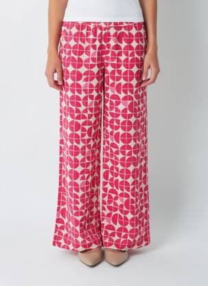 Pantalon larg țesătură poplin roz ICHI femeie