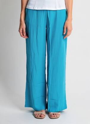 Pantalon larg țesătură crep mărime normală albastru VERO MODA femeie