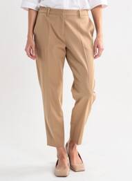 Pantalon chino închidere cu fermoar sub clapetă cu cârlig talie înaltă bej ICHI femeie