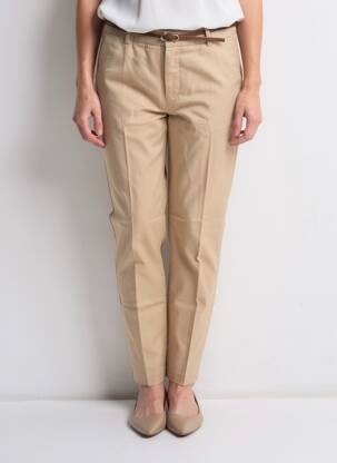 Pantalon chino țesătură poplin mărime normală bej B.YOUNG femeie