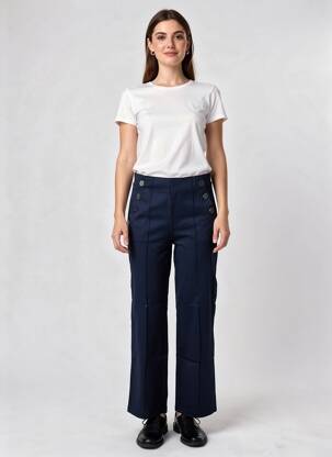 Pantalon drept elasticitate talie înaltă albastru STREET ONE femeie
