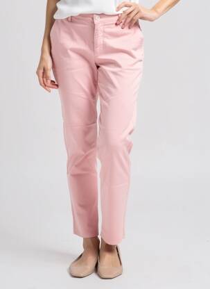 Pantalon chino țesătură poplin mărime normală roz HAPPY femeie