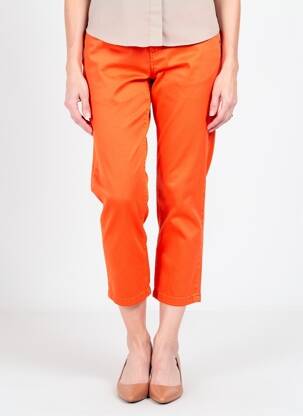 Pantalon 7/8 țesătură poplin mărime normală portocalie GEVANA femeie