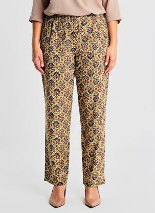Pantalon drept țesătură crep mărime normală galben GEVANA femeie