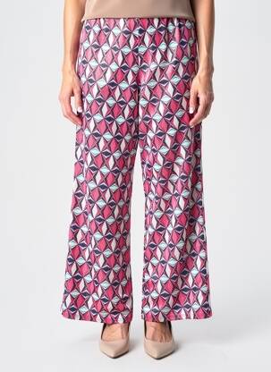 Pantalon larg țesătură crep mărime normală roz GEVANA femeie