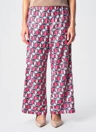Pantalon larg țesătură crep mărime normală roz GEVANA femeie