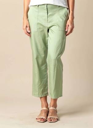 Pantalon 7/8 talie cu cleme mărime normală verde GEVANA femeie