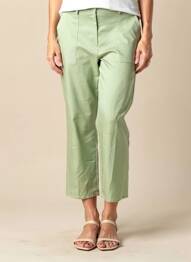 Pantalon 7/8 țesătură poplin mărime normală verde GEVANA femeie