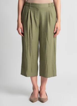 Pantalon trei sferturi croială dreaptă mărime normală verde GEVANA femeie