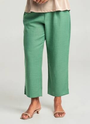 Pantalon trei sferturi croială dreaptă mărime normală verde GEVANA femeie