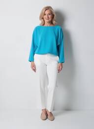 Top croială fluidă mâneci lungi albastru GEVANA femeie