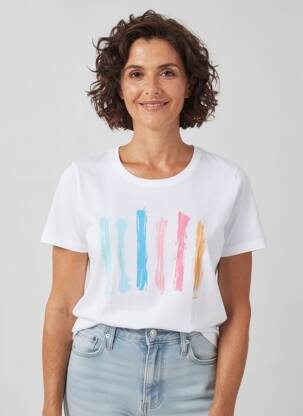 Tricou elasticitate mâneci scurte alb GEVANA femeie