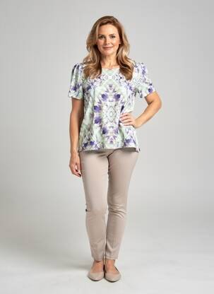 Tricou imprimeu fantezie mâneci scurte verde GEVANA femeie