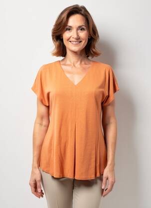 Tricou guler în v mâneci scurte portocalie GEVANA femeie