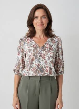 Top țesătură jersey mâneci lungi alb GEVANA femeie