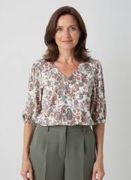 Top țesătură jersey mâneci lungi alb GEVANA femeie