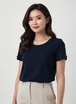 Tricou elasticitate mâneci scurte albastru GEVANA femeie