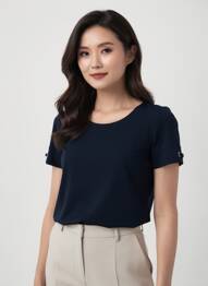 Tricou elasticitate mâneci scurte albastru GEVANA femeie