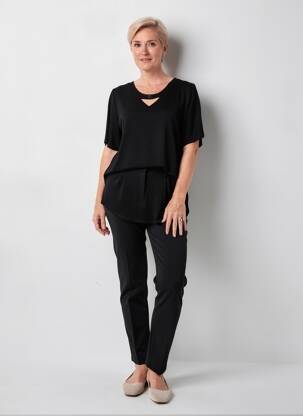 Top țesătură jersey mâneci scurte negru GEVANA femeie
