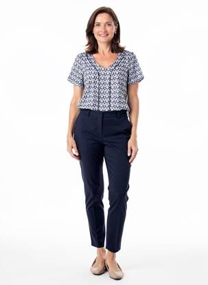 Tricou guler în v mâneci scurte albastru GEVANA femeie