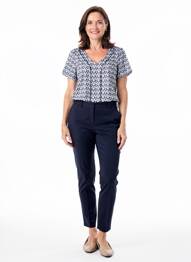 Tricou guler în v mâneci scurte albastru GEVANA femeie