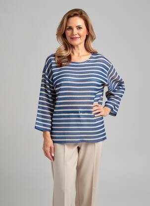 Pulover croială dreaptă mâneci lungi albastru GEVANA femeie