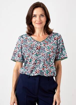 Tricou imprimeu fantezie mâneci scurte verde GEVANA femeie