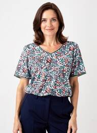 Tricou imprimeu fantezie mâneci scurte verde GEVANA femeie