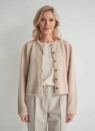 Vestă cu mâneci lungi tricot tricot pufos bej GEVANA femeie
