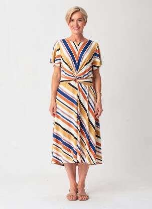 Rochie midi mâneci scurte mâneci scurte albastru GEVANA femeie