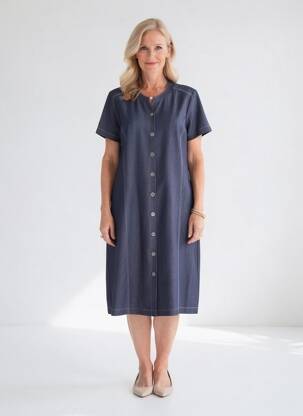 Rochie midi mâneci scurte mâneci scurte albastru GEVANA femeie