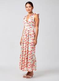Rochie lungă mâneci cu bretele ajustabile fără mâneci bej PEACE N'LOVE femeie