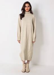 Rochie pulover elasticitate mâneci lungi bej LILI & LALA femeie