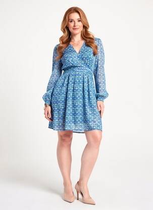 Rochie scurtă mâneci lungi mâneci lungi albastru MAJOLICA femeie