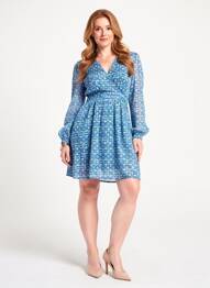 Rochie scurtă mâneci lungi mâneci lungi albastru MAJOLICA femeie